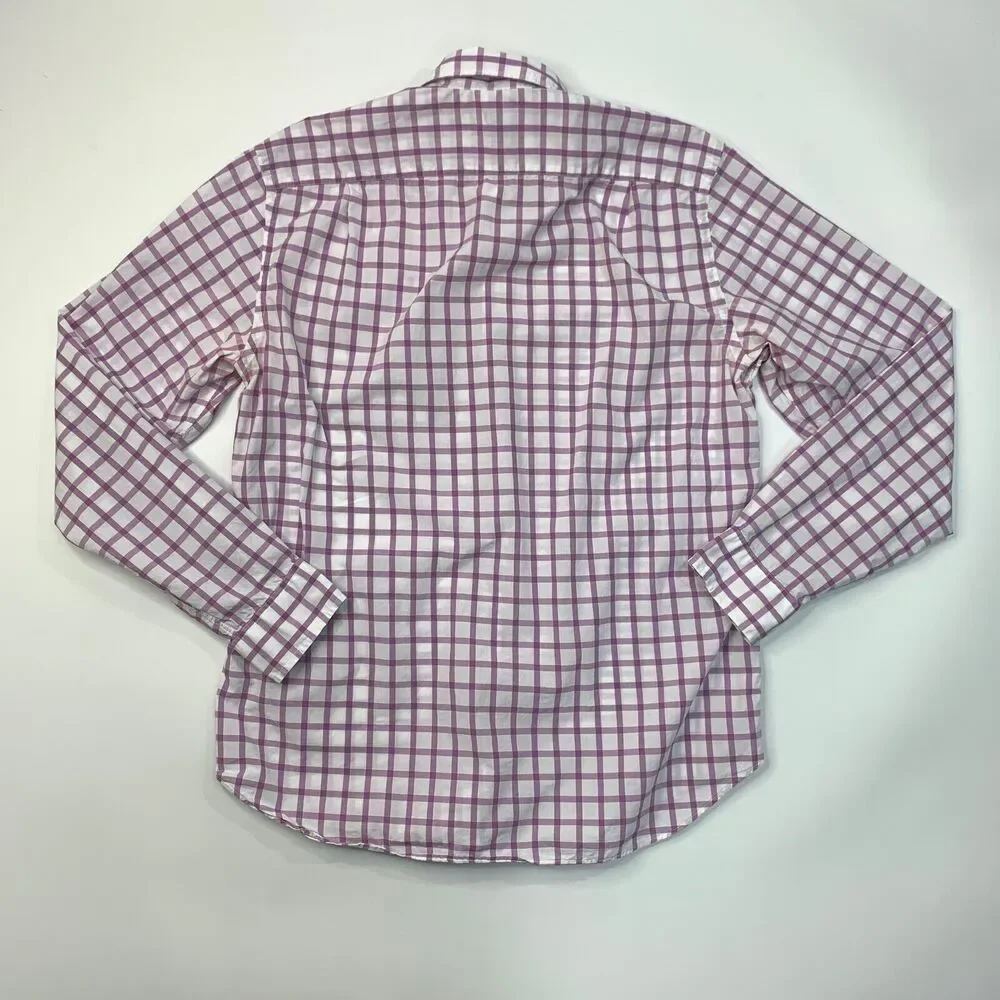 J Crew Shirt Mens Medium Purple Lightweight Cotton Button Down Windowpane Plaid
